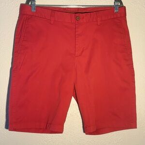 Tommy Bahama Preppy Mens Size 36 Coral Red Khaki Flat Front Cotton Blend Shorts